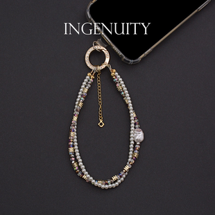 匠心手工坊原创手机挂链高级装饰仿珍珠链条气质便携防丢包包挂饰