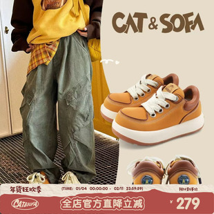 【UFO系列】猫与沙发/黄色袋鼠鞋Q版丑萌大头鞋厚底情侣低帮板鞋