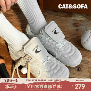猫与沙发/双C足球鞋擦脏做旧复古德训鞋轻便系带流浪鞋休闲赛车鞋