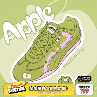 青苹果薄底赛车鞋 猫与沙发 lab系列 拼色休闲运动德训鞋 emoji