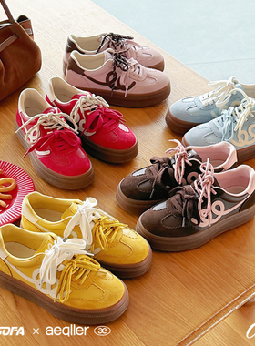 【曲奇系列】猫与沙发×aeqller/德训鞋红色新年增高厚底休闲鞋子