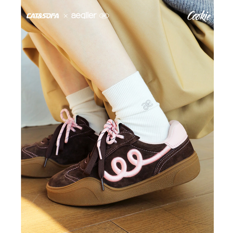 【曲奇系列】猫与沙发×aeqller/德训鞋厚底女鞋板鞋刺绣休闲鞋子,女鞋,休闲板鞋,淘宝优惠券,粉丝福利购,淘宝优惠卷