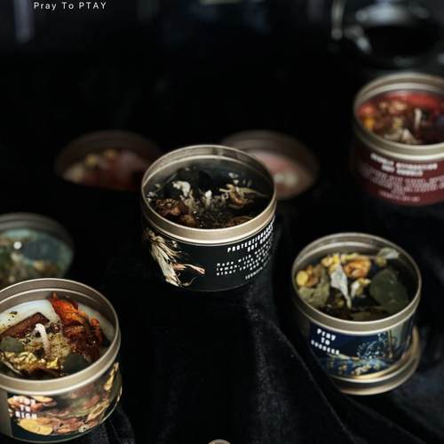 PRAY中世纪金罐系列天然水晶草药精油香氛许愿蜡烛原创室内香薰