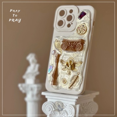 「加百列神殿」成愿好运新生保护疗愈手工镶嵌天使手机壳memor