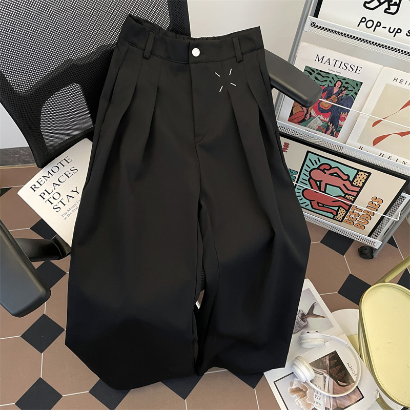 thumbnail for Autumn high-quality pleated wide-leg trousers, men's cleanfit trend, handsome loose straight-leg draped suit pants