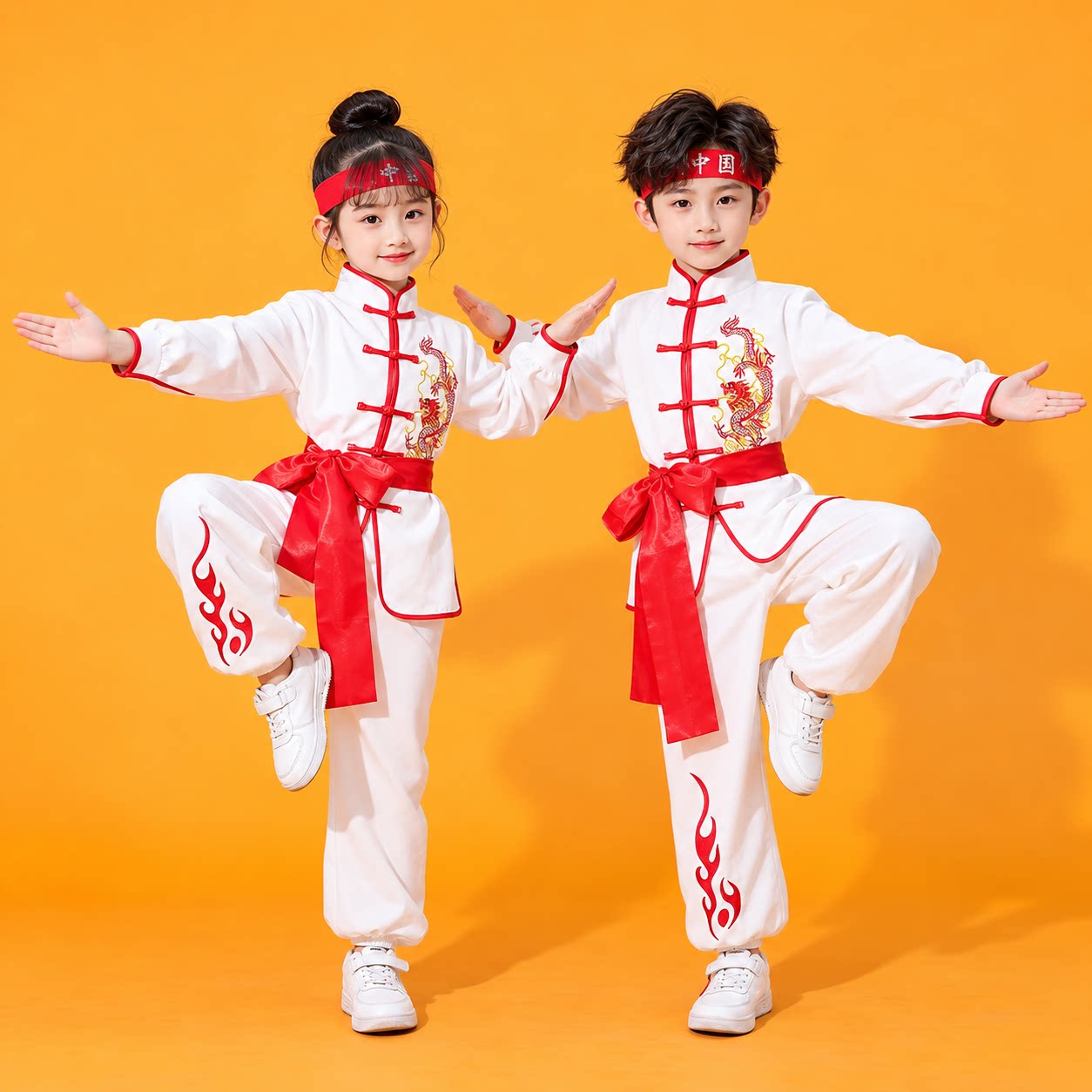 新款儿童武术练功少儿功夫训练服中国风演出服男女童太极表演衣服