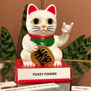 CAT竖中指摇摆幸运猫招财猫好运桌面摆件汽车 新版 可换手势LUCKY