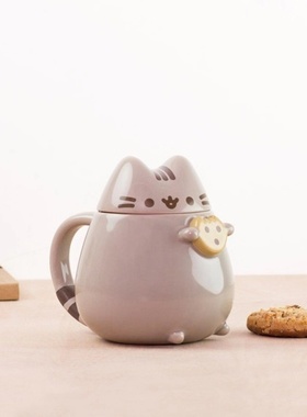 韩国INS Pusheen Cat创意胖吉猫立体造型陶瓷马克杯 可爱水杯杯子