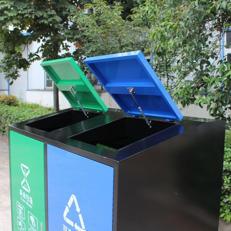 脚踏240L垃圾箱户外不锈钢垃圾桶定制大号四分类垃圾亭可印LOGO