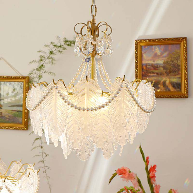 COCO全铜法式轻奢水晶珍珠龟背叶吊灯美式餐厅客厅卧室衣帽间灯具,家装灯饰光源,卧室/书房吊灯,淘宝优惠券,粉丝福利购,淘宝优惠卷