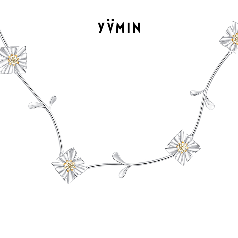 YVMIN尤目双头方花枝叶锁骨链