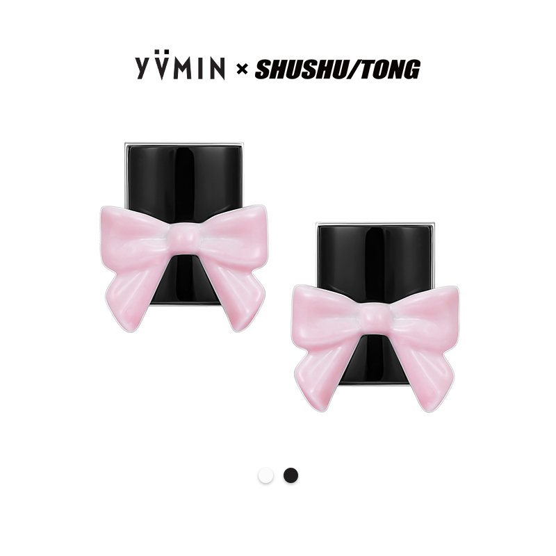 YVMIN尤目x SHUSHUTONG 陶瓷蝴蝶结方玛瑙耳钉生日礼物新品