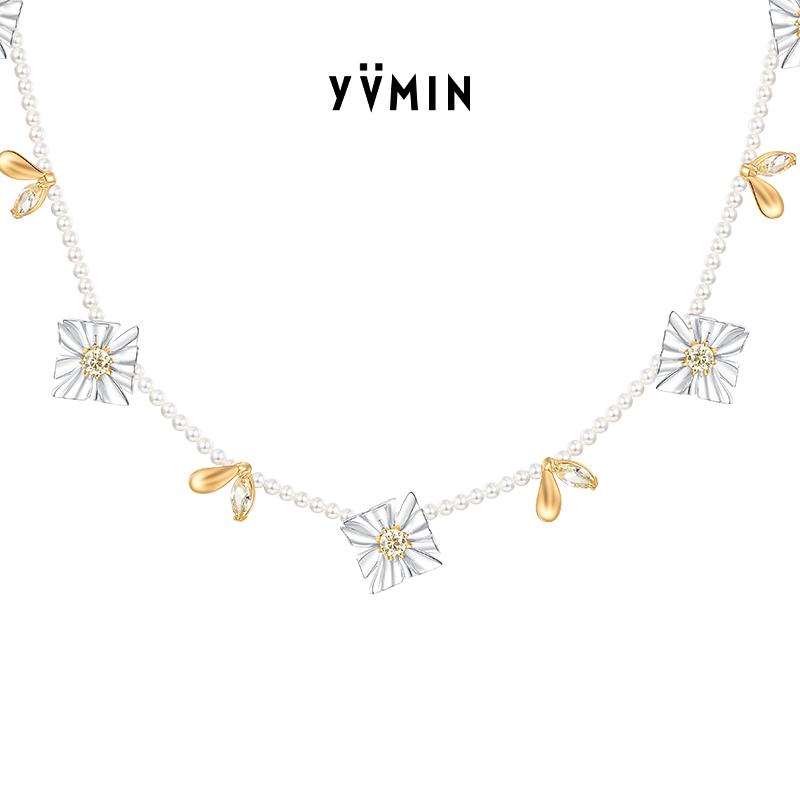 YVMIN尤目珍珠链方花锁骨链项链