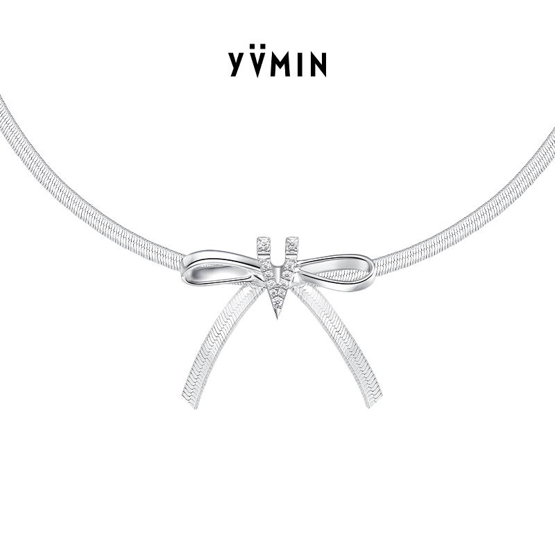 YVMIN尤目V字蝴蝶结锁骨链项链
