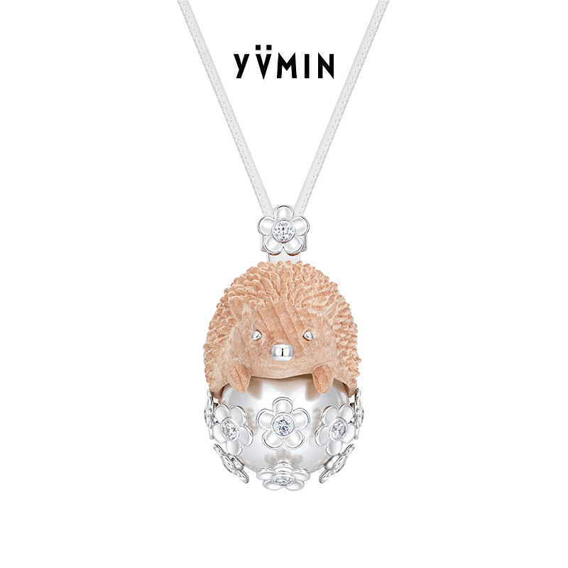 YVMIN尤目 木雕刺猬花球吊坠项链女款毛衣链设计师生日礼物新品