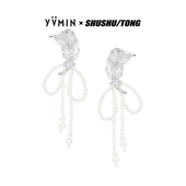 YVMIN尤目x SHUSHUTONG 珍珠蝴蝶结流苏羽毛耳钉圣诞生日礼物