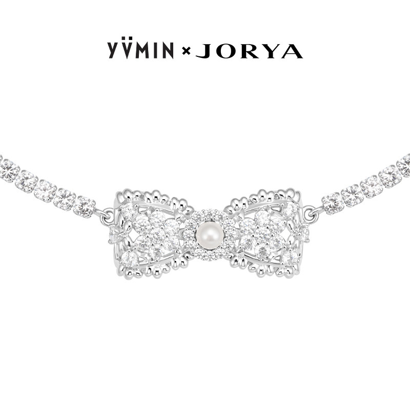 YVMIN尤目 x JORYA 蕾丝蝴蝶结锆石项链choker生日礼物新品