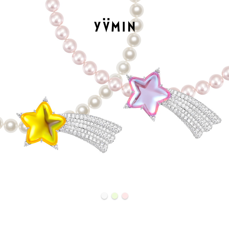 YVMIN尤目密镶长尾流星珍珠项链