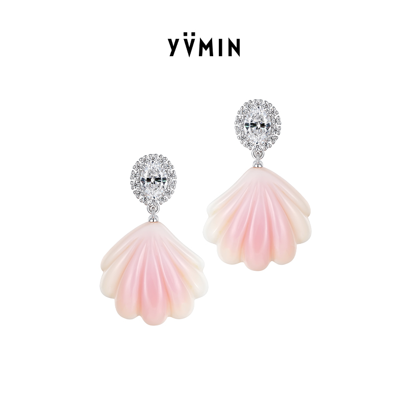 YVMIN尤目 雕刻贝壳珍珠耳钉度假风海边配饰生日礼物