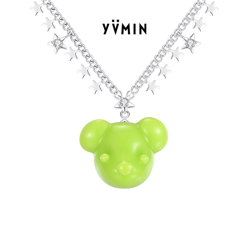 YVMIN尤目 葡萄熊头短项链锁骨链设计师女生生日礼物新品