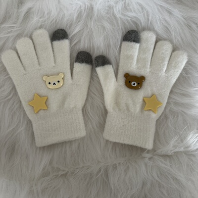 灵魂挚友//轻松熊手套*女冬季保暖学生骑车防寒五指触屏