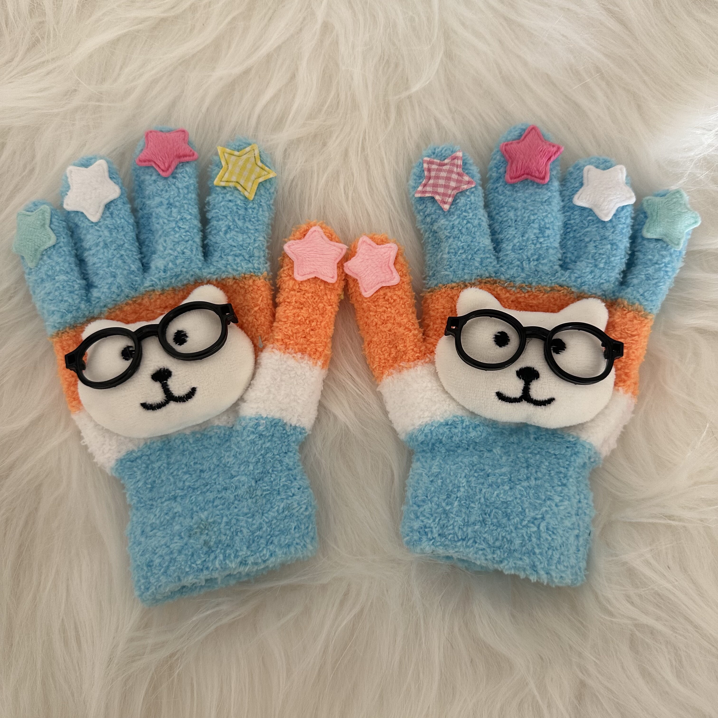 灵魂挚友//自嘲熊手套毛绒可爱卡通保暖毛绒手套学生骑车防寒五指