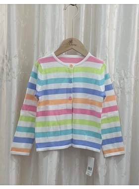 外贸童装 正品69611女童春秋上衣 薄款纯棉针织衫 开衫100