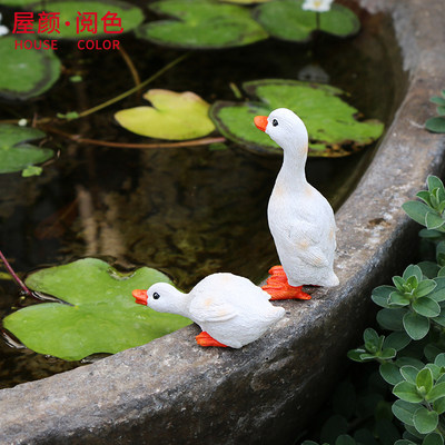 树脂小黄鸭子动物迷你摆件花园庭院盆栽花盆水缸造景微景观装饰品