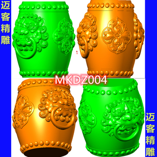 龙狮柱底座圆雕图灯笼石墩三维模型图stl圆柱子底座算盘珠底座