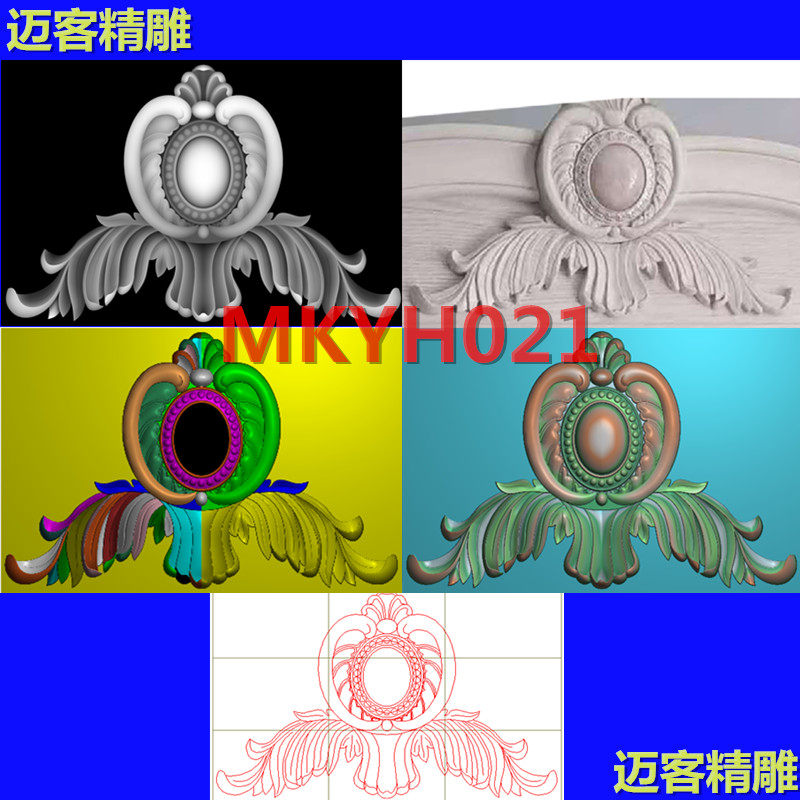 新款洋花雕图镜框床头洋花浮雕灰度图带线文泰洋花线雕矢量图欧式