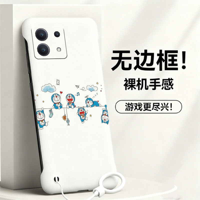 送挂环哆啦A梦适用小米civi4pro手机壳civi5pro无边框Civi3/2散热红米note9pro新款mix4半包超薄小米9硬1s女