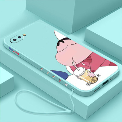 快乐富婆水oppor11s手机壳送挂绳r11splus蜡笔小新r11液态硅胶r11plus软壳卡通全包磨砂超薄男女款情侣保护套