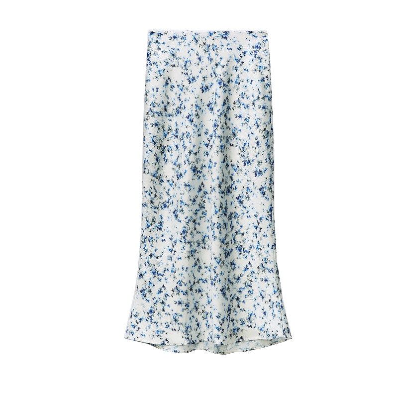 thumbnail for Spring/Summer new European and American style elegant versatile silk satin textured midi skirt printed midi skirt 2581133