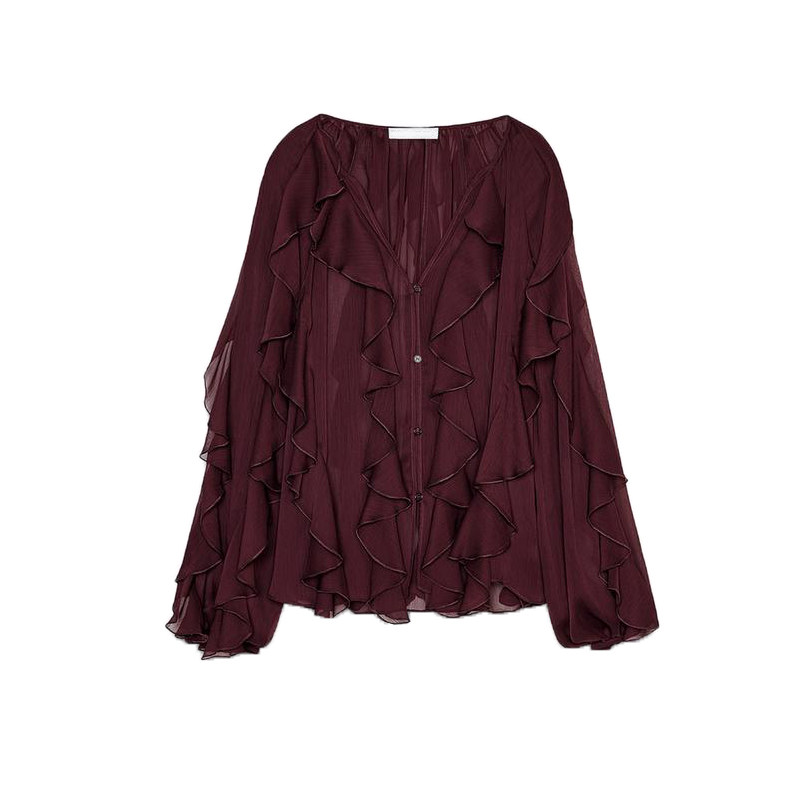 thumbnail for Spring New Women's Clothing French Design Layered Decoration Fashionable V Neck Long-Sleeved Shirt Top 4786063