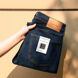 水洗磨白简约休闲长裤 正品 直筒牛仔裤 Klein男色复古蓝修身 Calvin