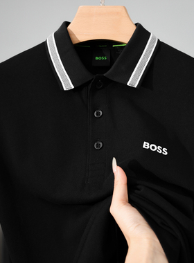 Hugo Boss夏季新款高端品牌商务休闲短袖POLO衫男士撞色镶边T恤潮