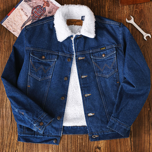 Wrangler威格仿羊羔绒厚牛仔夹克