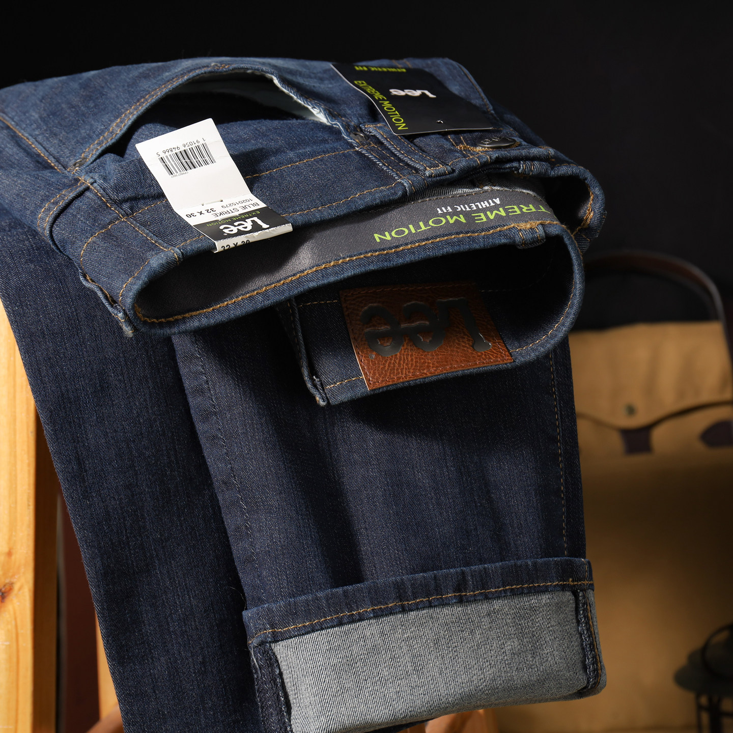 美版正品 Lee李美式复古做旧中腰直筒锥形牛仔裤男款水洗猫须长裤