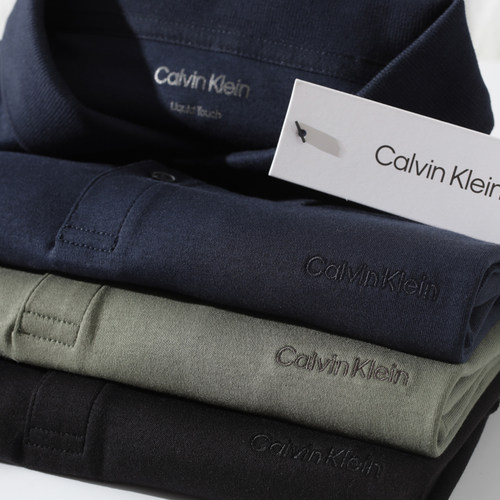 男士商务翻领CK纯色polo衫简约