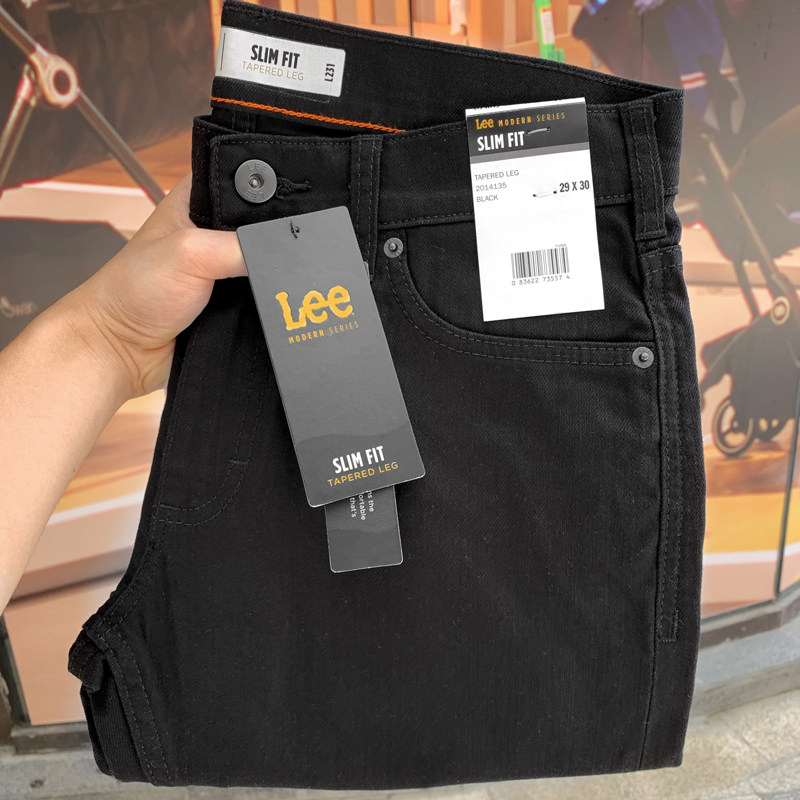 美国正品Lee李中腰修身锥形微弹显瘦黑色牛仔裤男士休闲裤子春秋