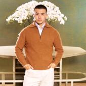 蝴蝶领高领山羊绒拉链半开衫 男针织内搭加厚冬休闲AllenXie艾伦谢