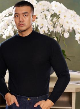 精纺半高领羊绒衫男士针织套头衫秋冬毛衣保暖长袖AllenXie艾伦谢
