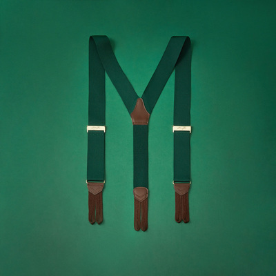 背带纯色三色黑绿棕彩色男士西装西裤正装纽扣Allen Xie艾伦谢