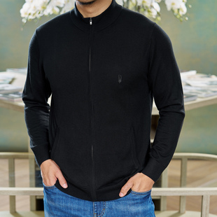 Xie艾伦谢 刺绣口袋新Allen 丝羊绒羊毛拉链开衫 薄春秋外套男士