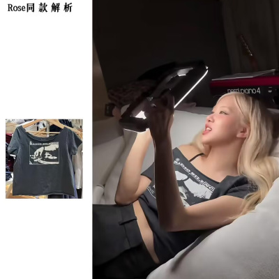 BM新款rose同款印花短袖T恤女