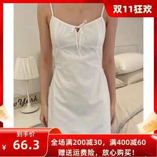 BrandyBM官网新款美式吊带连衣裙系带设计夏日连衣裙指南中长裙女