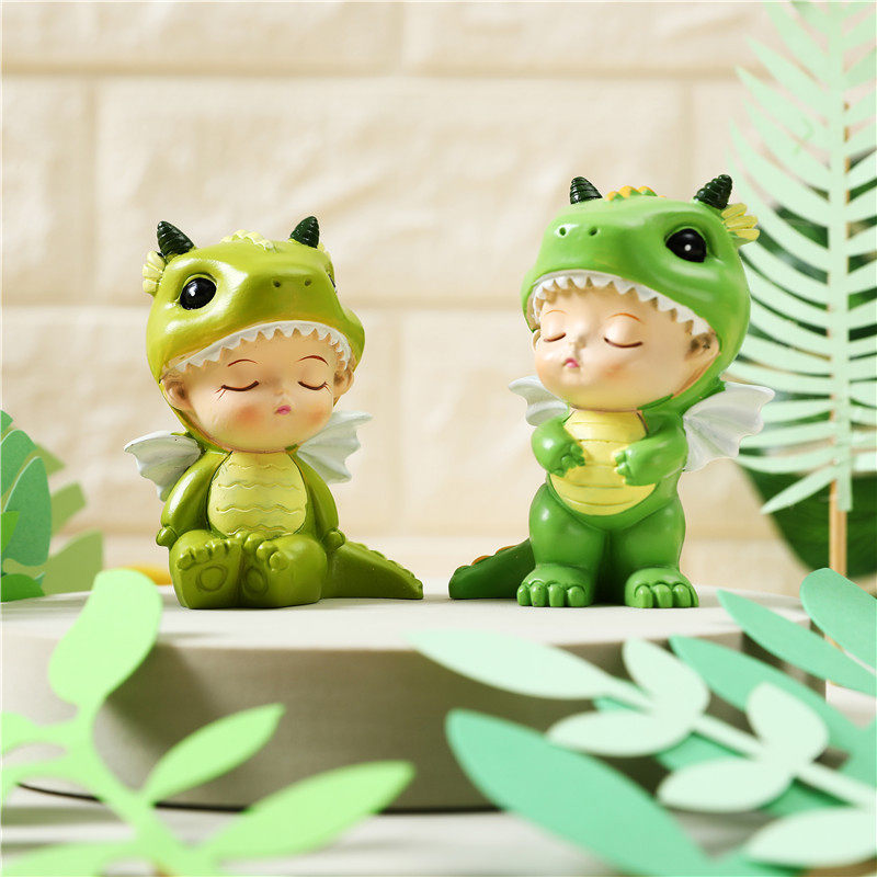 恐龙蛋糕装饰摆件霸王龙男孩生日周岁儿童侏罗纪甜品绿色树叶插件