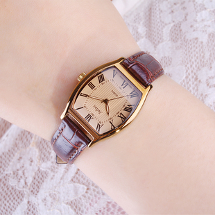 聚利时尚 韩国版 酒桶型复古皮带学生手表女士夜光防水石英 正品 新款