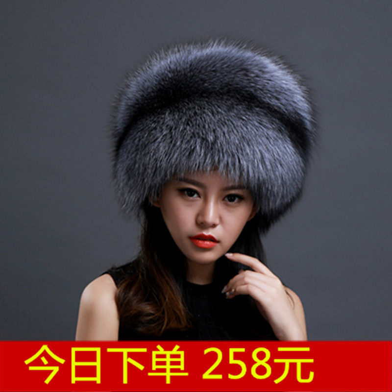水貂皮草银狐护耳冬天百搭帽子