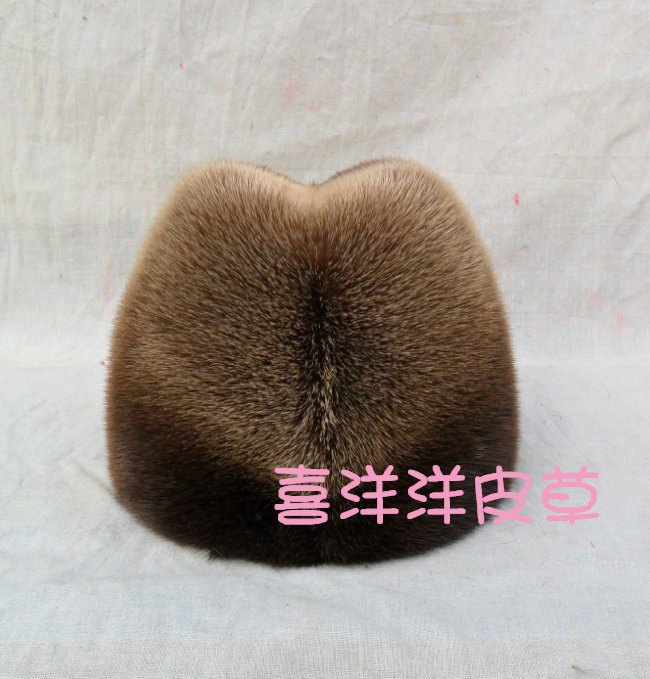 进口獭子皮帽子男绅士帽整貂皮草水貂皮棉帽冬季中老年地主老头帽
